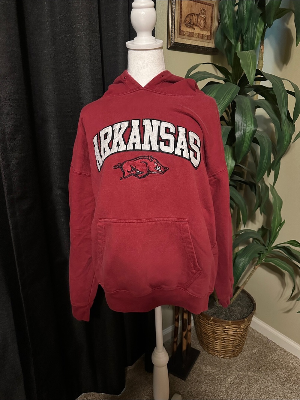 Arkansas Red Hoodie with Embroidered Razorback